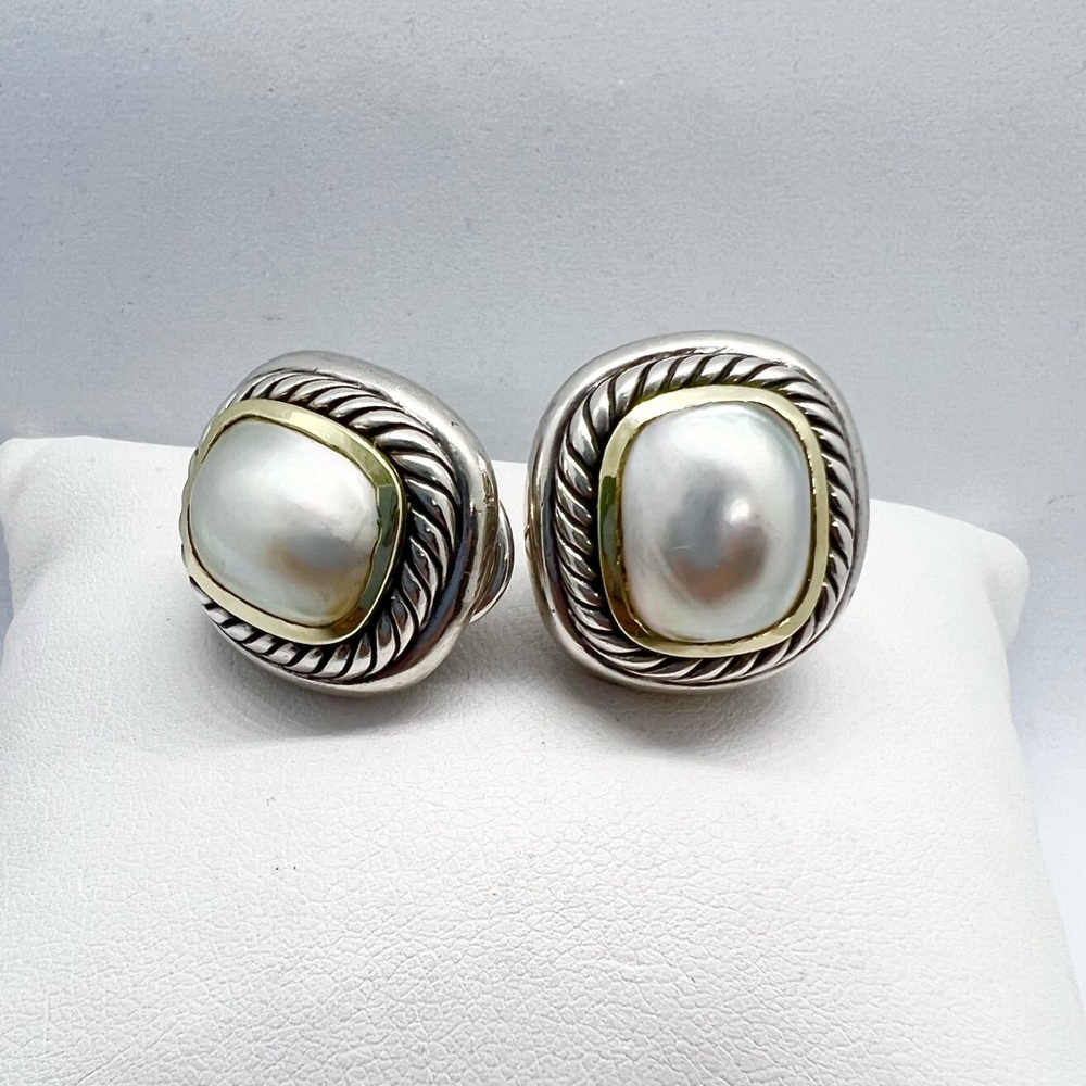 David Yurman Mabe Pearl Sterling Silver & 14k Albion Earrings